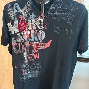 VINTAGE Marc Ecko Black Tee with Red and White Graphics